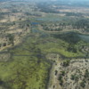 The Okavango Delta viewed from the air: A rich network of water channels and lush greenery.
