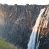 Sunset on Victoria Falls, Zambian side, and Zambezi River Gorge: It was the dry season and the water level was low.