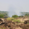 Victoria Falls.  "The Smoke that Thunders": Standing near the dry precipice of the falls and Zambezi River gorge