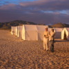 Enjoying the sunset, Magdalena Bay: Our sleeping tents are in the background