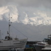 Husavik Harbor, northern Iceland: There was fresh snow on the mountains across the bay