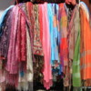 Ceský Krumlov -- store display: Scarves and shawls, a colorful display