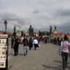 Charles Bridge -- tourists and vendors: A crowded and busy place during the day