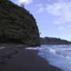 Pololu Valley, Hawaii: Black sand beach caused by the breakdown of lava