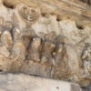 Rome -- Arch of Titus: Detail of the Roman defeat of Judea (Israel). Note the victors carrying a menorah. Bound Jewish prisoners are lead at the front