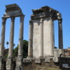 Rome -- Temple of the Vestals, The Forum: The sacred flame burned in this temple, tended by the Vestal Virgins. As long as the flame burned, Rome would stand