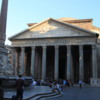 Rome-- the Pantheon: The Piazza della Rotonda is a busy square outside of the Portico of the Pantheon