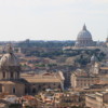 Rome skyline -- viewed from Rome From the Sky: The tall domed building is St. Peter's basilica. By law, no building in Rome can be taller