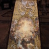 Rome -- Ceiling Fresco at the Gesu Church: A mirror tilted at an angle and sitting just above the ground reflects "The Triumph of the Name of Jesus", frescoed on the ceiling