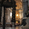 St. Peter's Basilica -- Bernini's Altar: Made of 927 tons of dark bronze (much of it pilfered from the portico of the Pantheon), and accented with gold vine leaves