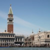 Venice -- St. Mark's square: Viewed from the Grand Canal, the Campanile and Doge Palace dominate the Canal frontage.