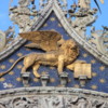 Venice -- St. Mark's cathedral: The winged lion, symbol of Venice, sits atop the cathedral.
