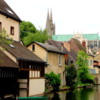 Eure River, Chartres, France: A calm and beautiful setting.  A medieval town with a picturesque river flowing through it