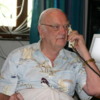 Sir Arthur C. Clarke in his office, Colombo: He received many phone calls.  His private number was listed in the Colombo phone book.