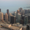 Chicago skyline viewed from Hancock observatory: View from the southeast at dusk