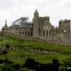 Rock of Cashel, viewed from a distance: The scaffolding surrounds Cormac's Chapel and will be there for years