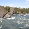 Lower Spokane River -- Bowl and Pitcher: The area is characterized by large irregular basalt rocks, one of which looks like a water pitcher from the correct angle.