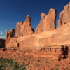 Arches National Park -- Park Avenue: Viewed at dusk. It's one of the most striking formations in the park and one of the first you encounter as you ente