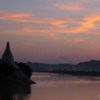 Burma: Irrawaddy River at Sunset.