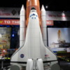 Kennedy Space Center, Florida: Small model of the shuttle and it's rockets, ready for take-off