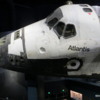 Kennedy Space Center, Florida: The nose and astronaut compartment of the orbiter.  Notice the opened cargo bay behind it.