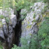 Trail to Stevens Lake, Idaho: Canyon containing mostly hidden waterfall on climb to Stevens Lake
