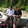 Lower Stevens Lake, Idaho: Friends Greg and Oscar planning our route to Upper Stevens Lake