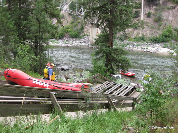 Lowering the rafts into the Clark Fork River