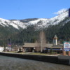 Wallace, Idaho -- Road into town: The south fork of the Couer d'Alene River flows through Wallace.