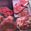 Meat display, San Telmo Market: Prime cuts of wonderful beef raised on the Pampas.  Some of the finest beef in the world