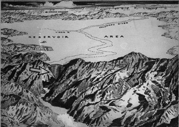 Schematic of dam site from before construction.