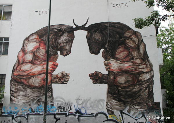 Street art in the Colegiales barrio. Painting by "Jaz"