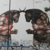 Street art in the Colegiales barrio.  Painting by "Jaz"