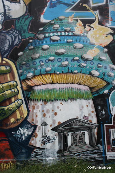 Street art on the walls of a power plant in the Colegiales barrio.