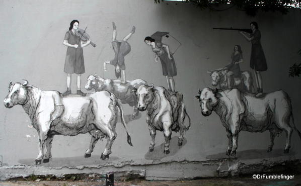 Street art on Charcarita walls.