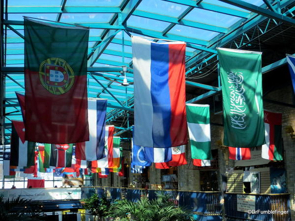 Skylight and flags, the Forks Market, Winnipeg