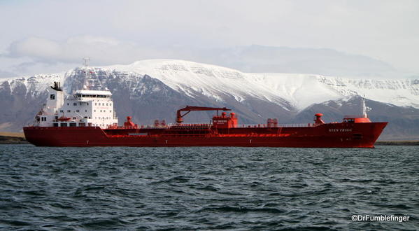 Ship entering Reykjavik Harbor