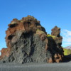 Volcanic rock rising high above the ground.: Dritvik - Djupalonssandur, Iceland