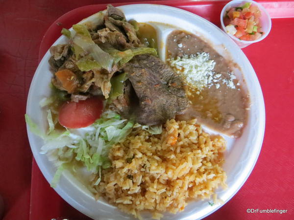An example of an inexpensive dinner plate at El Campeon restaurant, San Juan Capistrano