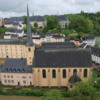 Luxembourg City.  Ramparts, River and Church