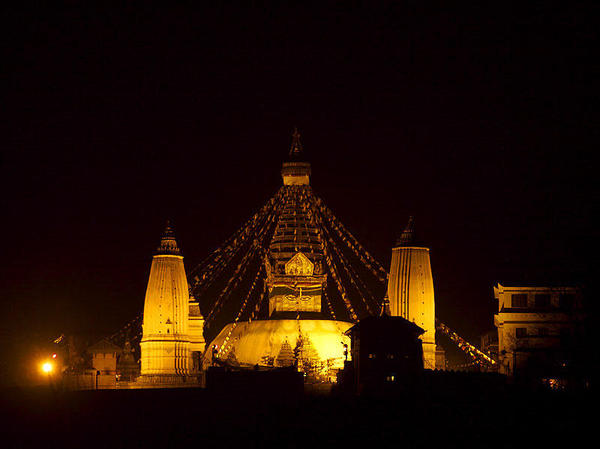 Swayambhunath At Night. Courtesy Wikimedia, Jean-Marie Hullot