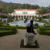 Outer Peristyle, Getty Villa.: A typically Roman era collection of plants, statues, walkways and pool