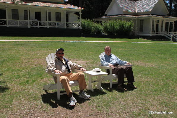 Friends Wayne Houser (L) and Neil McAleer (R) relaxing at the Wawona Hotel, Yosemite National Park