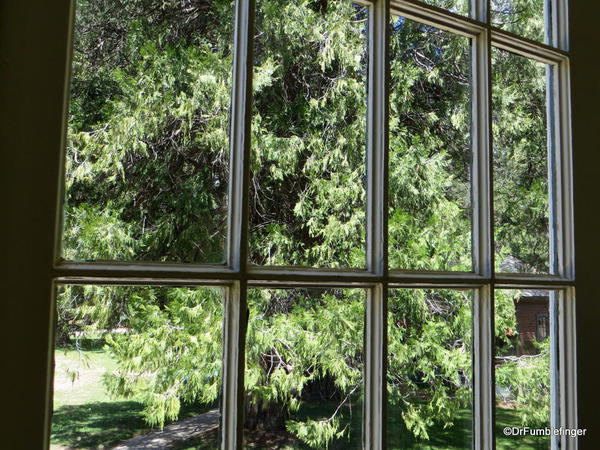 Looking through the window of the Wawona Hotel's dining room