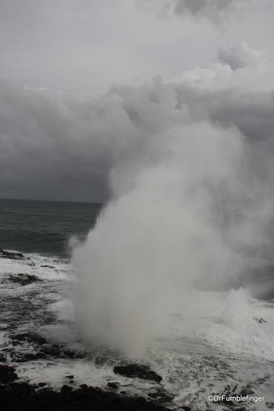 Hurricane Ana surges made the Spouting Horn (a blowhole) especially dramatic
