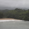Tropical storm conditions existed  with rains and strong surf.  Kalihiwai