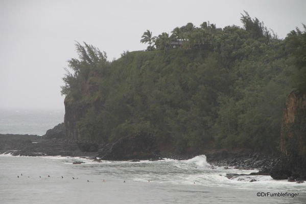 Tropical storm conditions existed with rains and strong surf. Kalihiwai