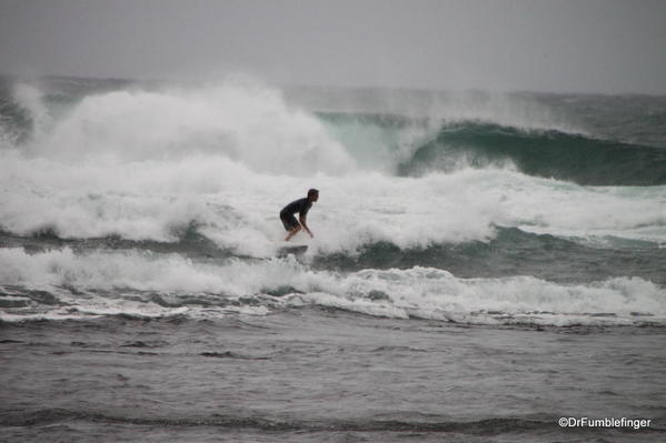 The tropical storm didn't slow down the surfers, who were in their element