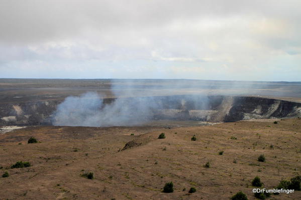 Volcanoes National Park. Smoke rises from the Halema'uma'u crater within the Kilauea Crater