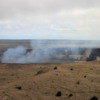 Volcanoes National Park.  Smoke rises from the Halema'uma'u crater within the Kilauea Crater